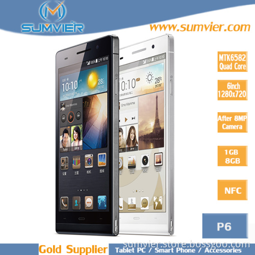 6.0" 16: 9 HD Screen Media Tek Quad Core RAM 1g ROM 8g Android Smartphone (P6)